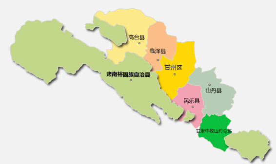 肃南裕固族自治县地图（图片来源于甘肃省测绘地理信息局）